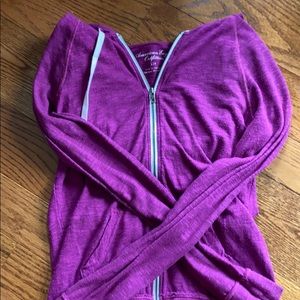 Purple hooded American eagle zip up hoodie